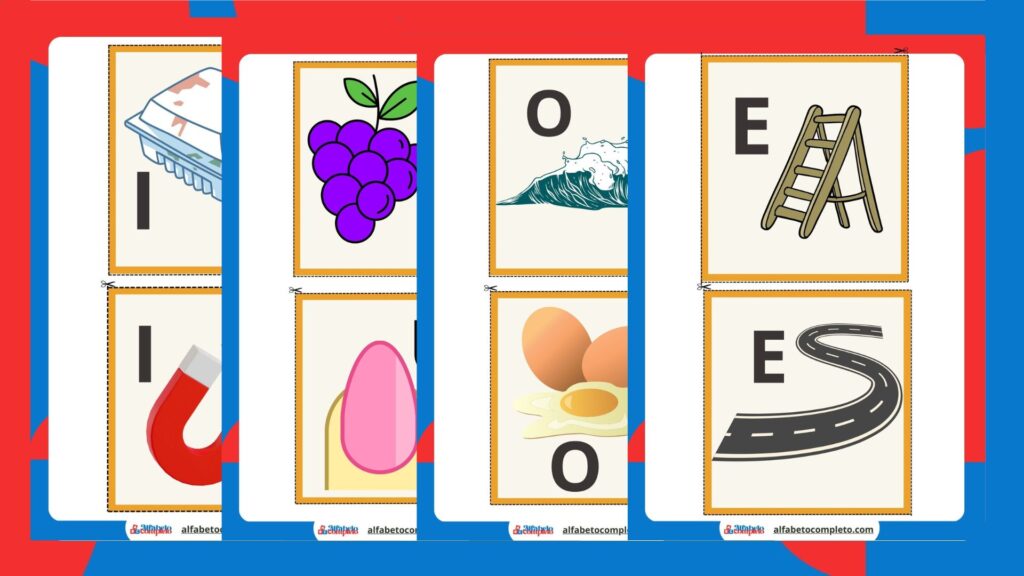 Aprenda brincando! Card’s Vogais Ilustradas: diversão e educação em um só lugar. Fácil de imprimir e usar!
