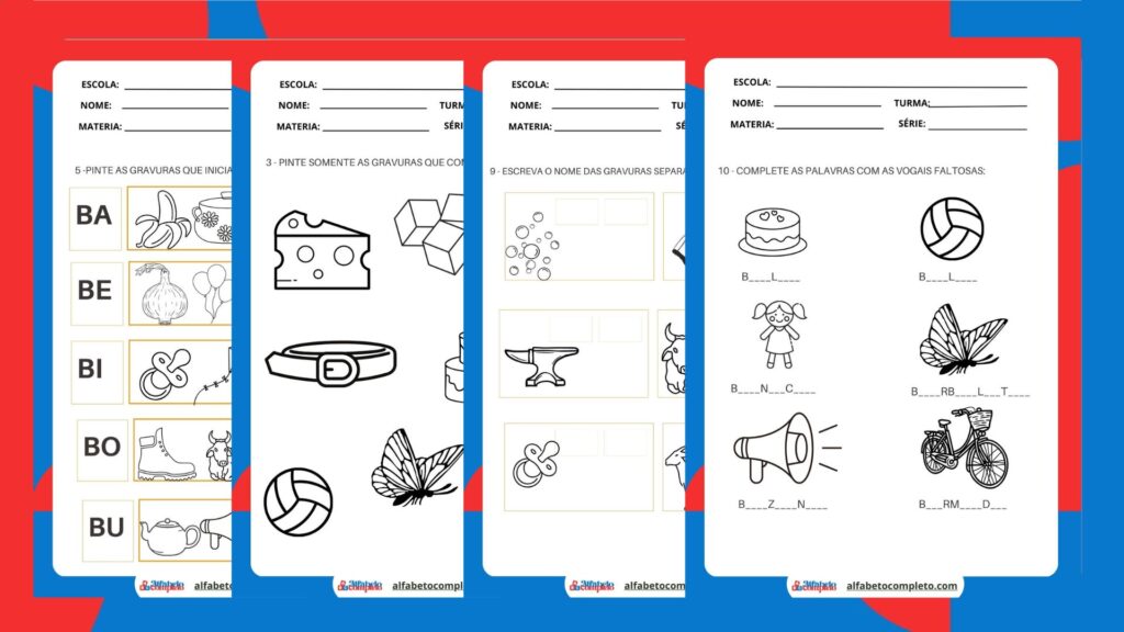 Aprenda brincando! Atividades com Alfabeto Silábico B para alfabetização eficaz e divertida das crianças.