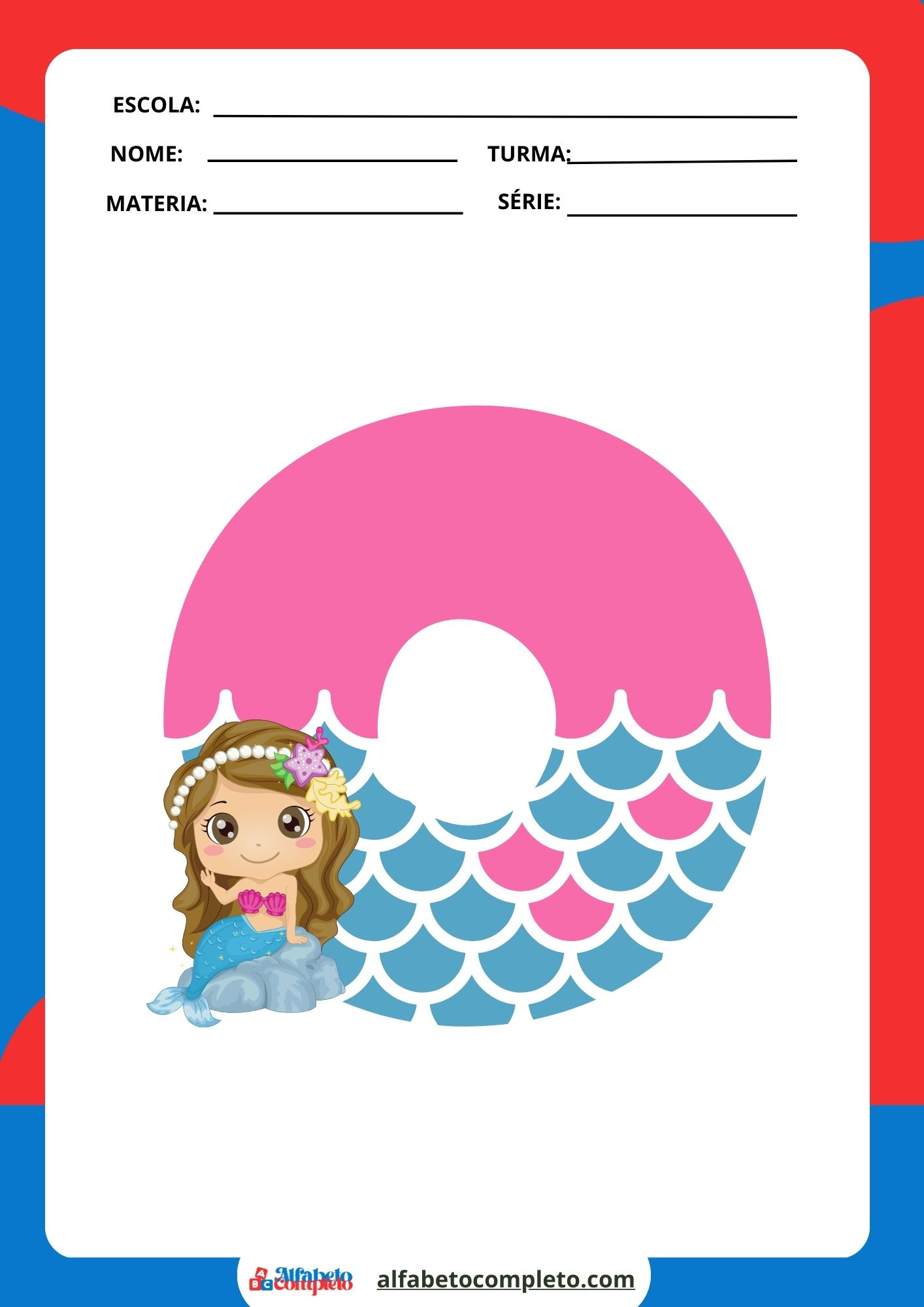 Inspire a criatividade das crianças com o Caderno de Moldes de Alfabeto da Sereia, perfeito para imprimir e aprender brincando!