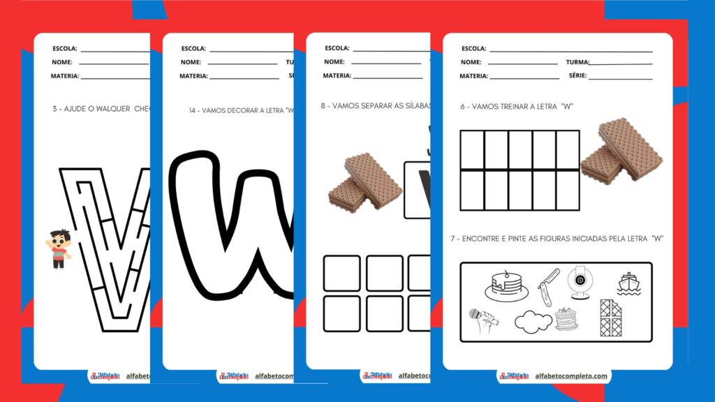 Descubra o Caderno de Atividades de Português com a Letra 'W' - Aprendizado Divertido para Crianças!