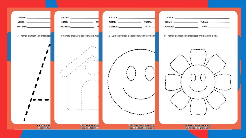 Caderno de Coordenação Motora com Desenhos Pontilhados – 20 Páginas, 17 Atividades